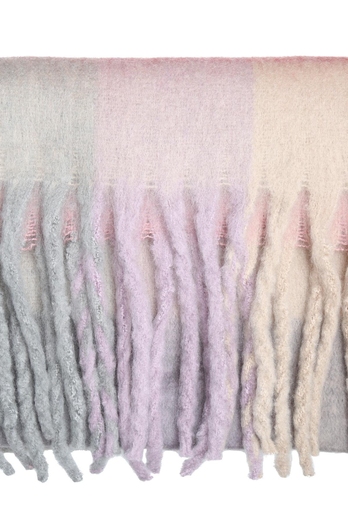 Kışlık eşarp kareli renkler Lilac Polyester h5 Resim2